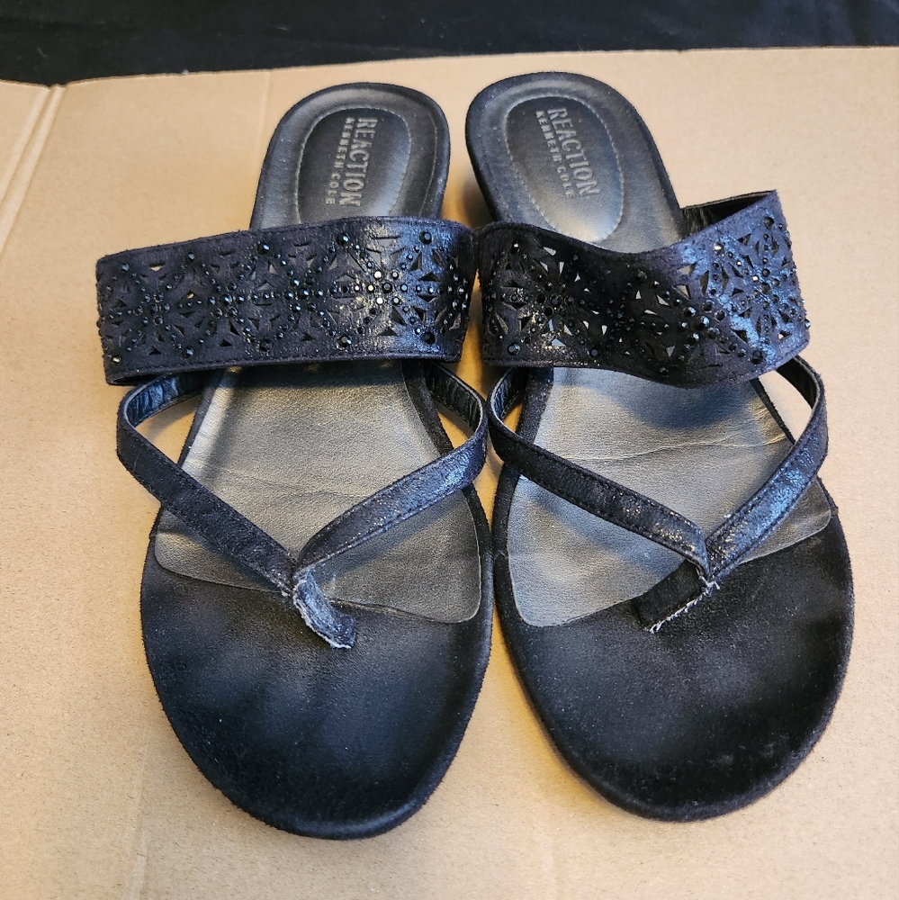 Kenneth Cole Black Beaded Sandals